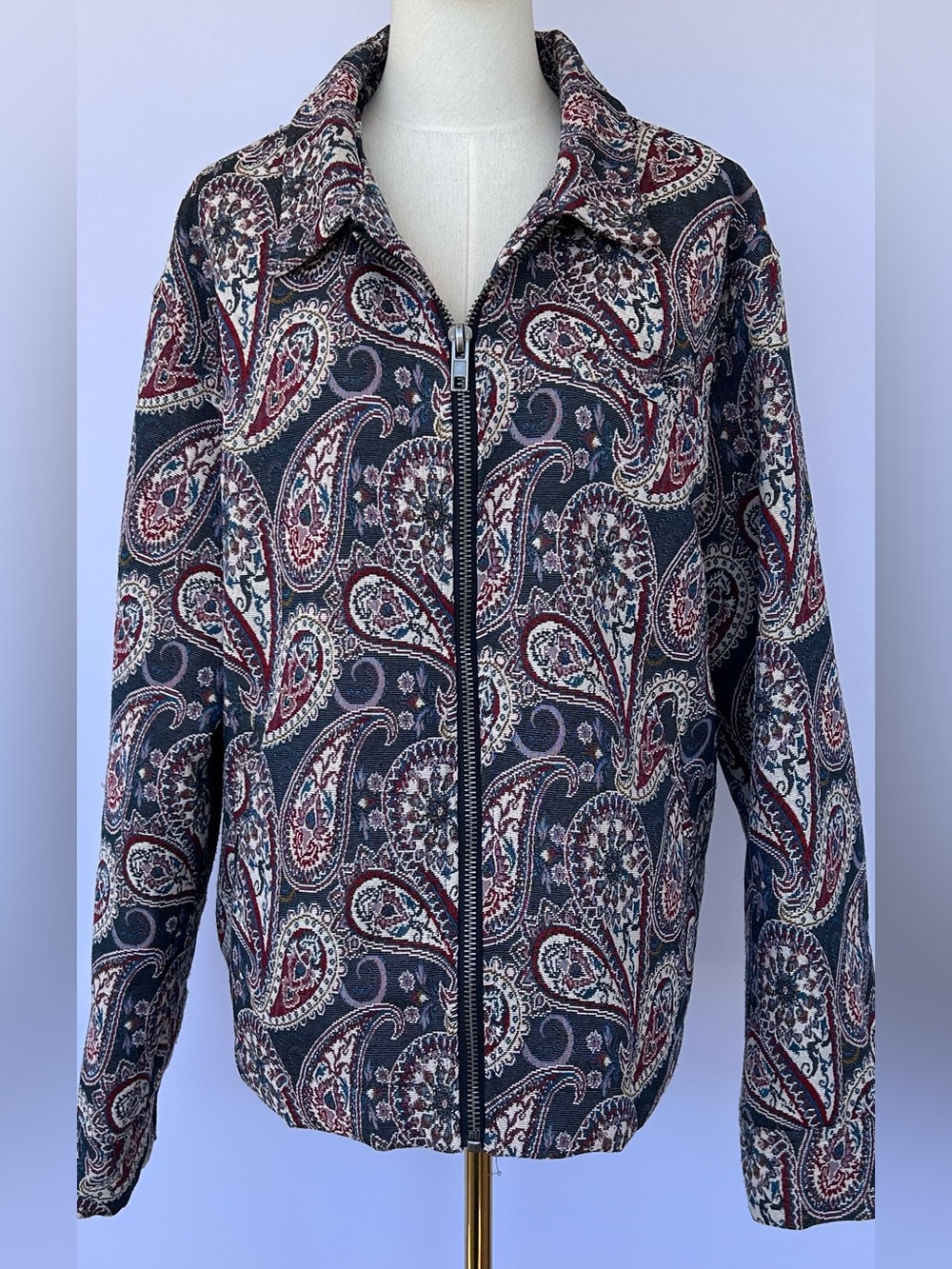 PacSun Men’s Paisley Tapestry Gas Jacket Full Zip Size XL